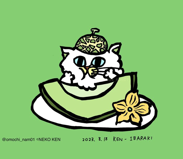茨城名産のメロンをほおばる(提供:なみそさん)