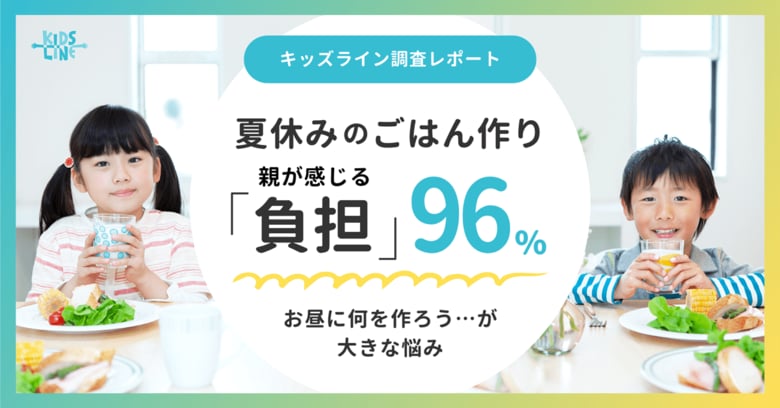 夏休みのごはん作り、96%の親が「負担」と回答。お昼ごはんの献立決めが大きな悩み＜キッズライン調査レポート＞