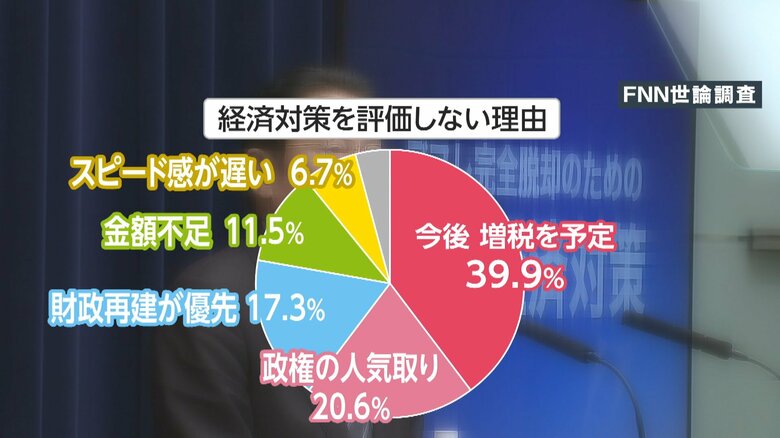 FNNが行った世論調査では、「経済対策を評価しない理由」として様々なものが