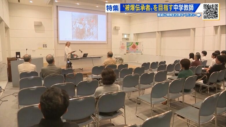 広島市の原爆資料館にて、初めて公の場で証言