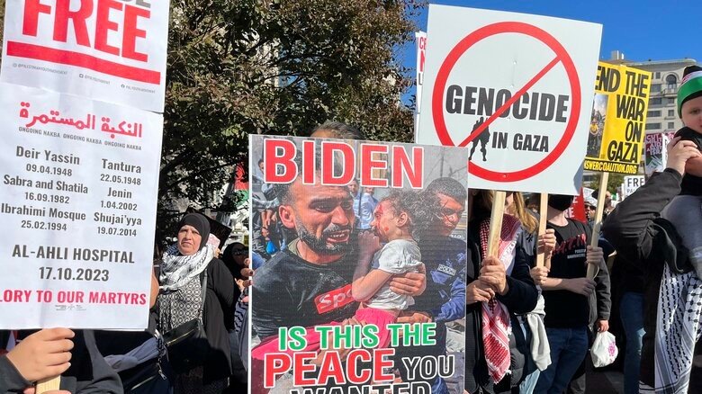 アラブ系アメリカ人による抗議集会（2023年11月・ワシントンDC）