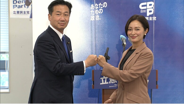 立候補を表明した際の市井紗耶香氏　2021年