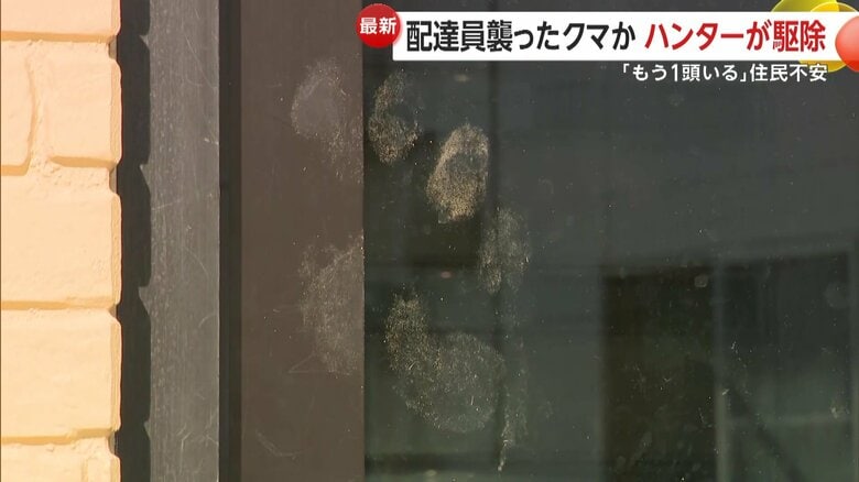 住宅でもガラス戸にクマの足跡が