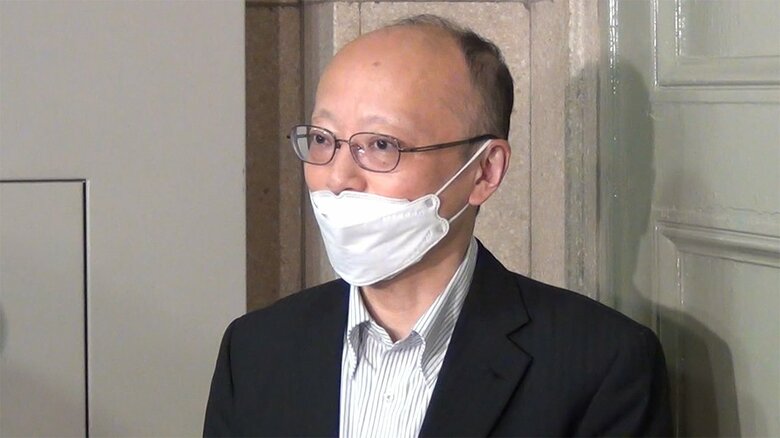 「為替介入」を認めた神田財務官（22日午後5時半ごろ 財務省）