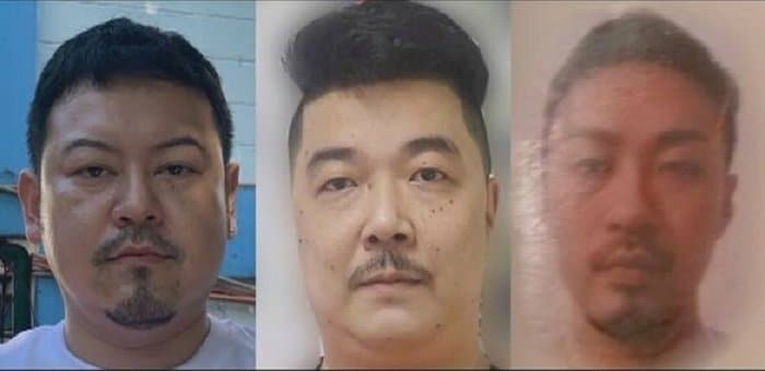 渡辺優樹被告（左）・今村磨人被告（中）・藤田聖也被告（右）