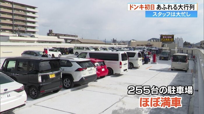 255台の駐車場が2時間経たず満車状態に