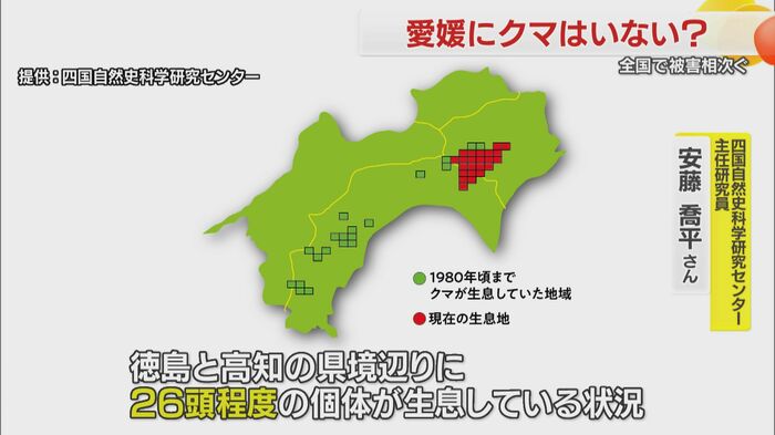 四国自然史科学研究センター「四国には高知と徳島の県境に26頭が生息」