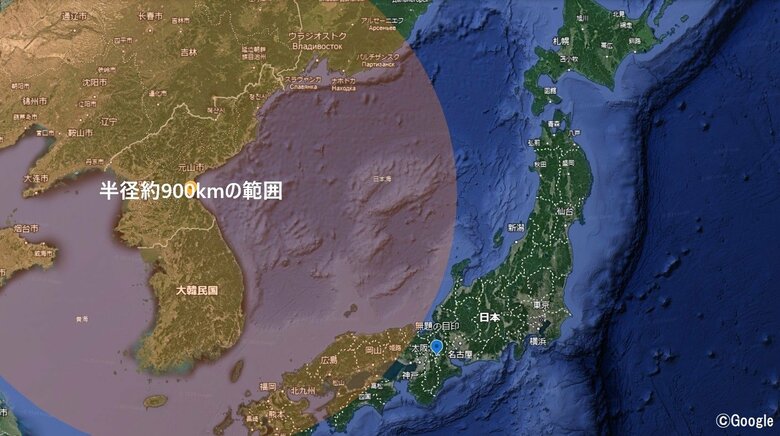 射程約900kmのミサイルは西日本に届く？