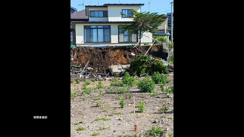 住宅ののり面が崩れる被害も（青森・八戸市）
