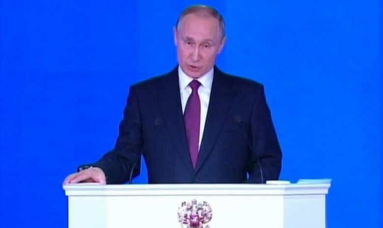 教書演説を行うプーチン大統領(2018年)