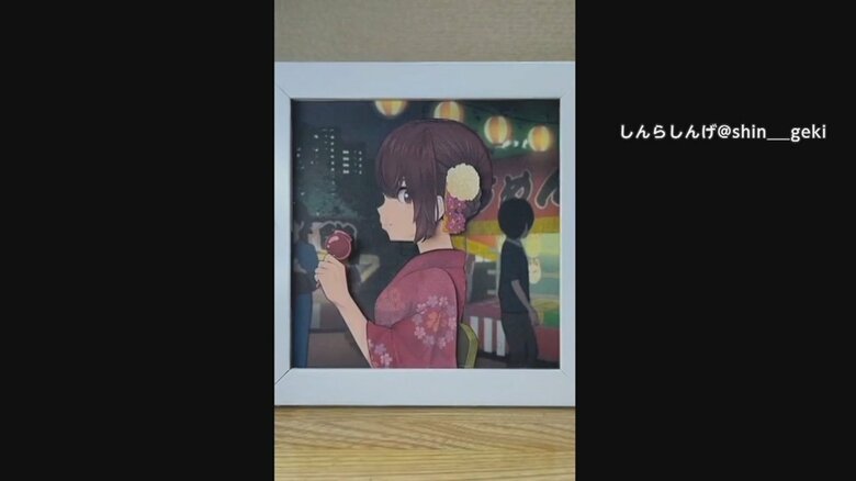 イラストの少女が振り向く様子④
