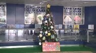 「交通安全を守ろう」　JR戸畑駅に園児が飾り付けたクリスマスツリー　福岡・北九州市