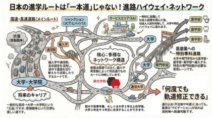 清光学院「進路は何度でも軌道修正できる」進路をネットワークとして可視化した「進学ハイウェイネットワーク」を公開