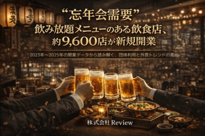 “忘年会需要”を見据えた出店動向が鮮明に！飲み放題メニューのある飲食店、約9,600店が新規開業