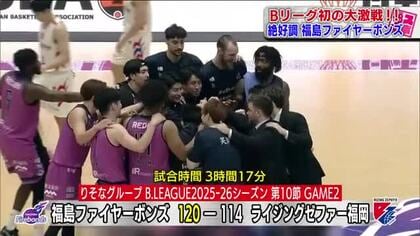 止まらない17連勝！福島ファイヤーボンズ　Bリーグ初・4度の延長　福岡との大激戦制す【B2第10節】