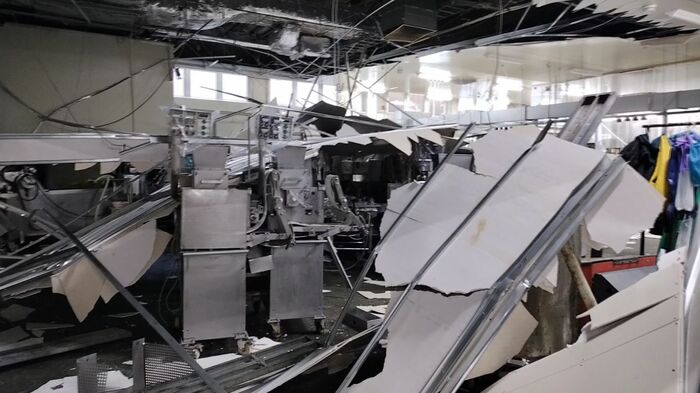 地震で被害を受けた工場 ※提供:スギヨ