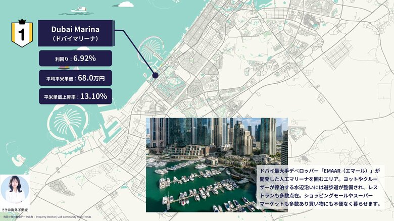 YouTube登録者6.87万人「さきの海外不動産しか勝たん」、日本人向けドバイ不動産注目エリアMAPを制作・公開