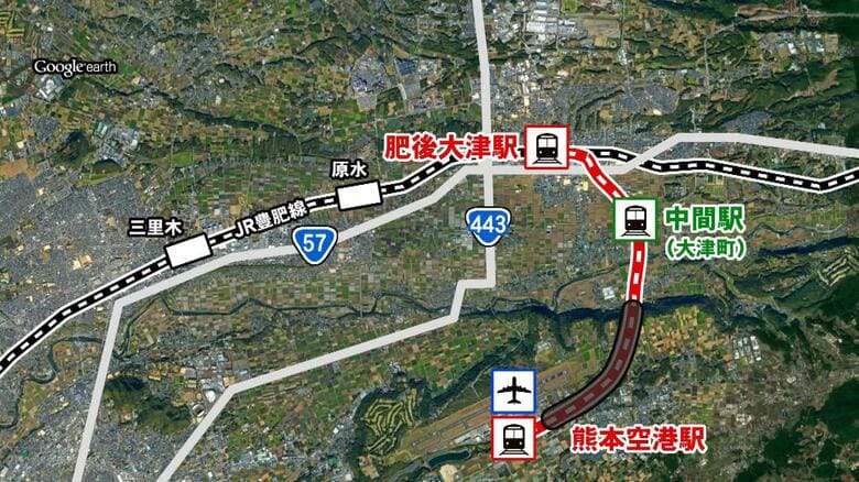 熊本県が空港アクセス鉄道の線路や駅の詳細示す　駅は空港から直線距離で150メートル南　大津町が中間駅を起点としたまちづくりも【熊本発】｜FNNプライムオンライン