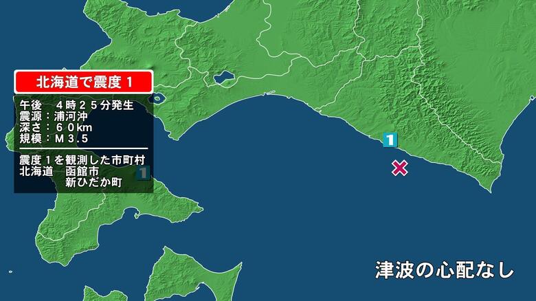 北海道で最大震度1の地震　北海道・函館市、新ひだか町｜FNNプライムオンライン