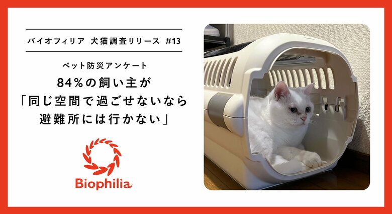 【ペット防災】ペットと入れる近隣の避難所を知っている飼い主13.7%。84%が「同じ空間で過ごせないなら避難所には行かない」。
