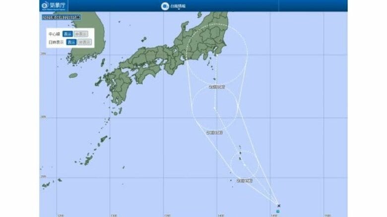【台風情報】小笠原近海の熱帯低気圧が23日午後にも台風に発達へ　北上を続け28日にも関東接近か｜FNNプライムオンライン
