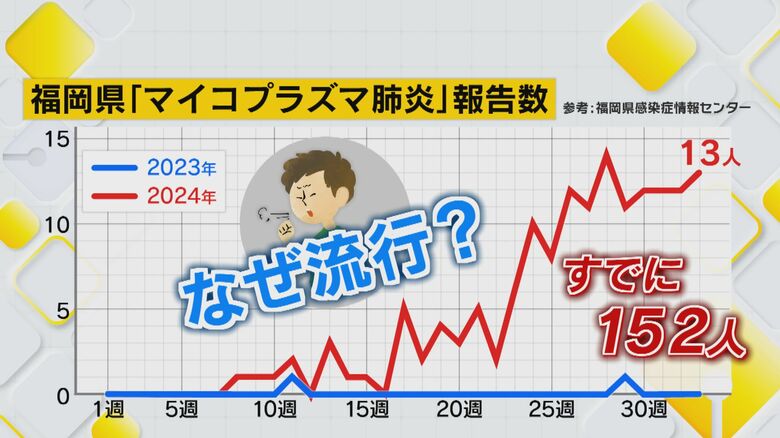 福岡県「マイコプラズマ肺炎」報告数　参考：福岡県感染症情報センター