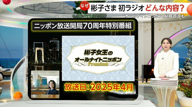 2025年4月の放送を予定している「彬子女王のオールナイトニッポンPremium」