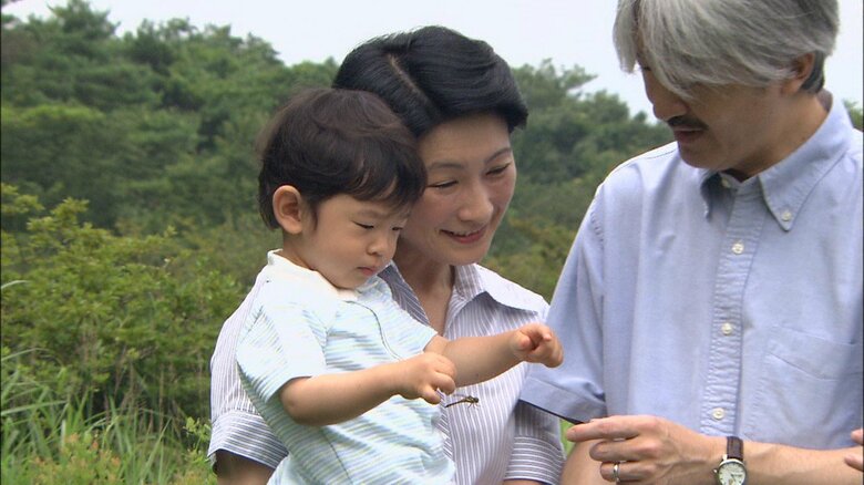 トンボに興味津々