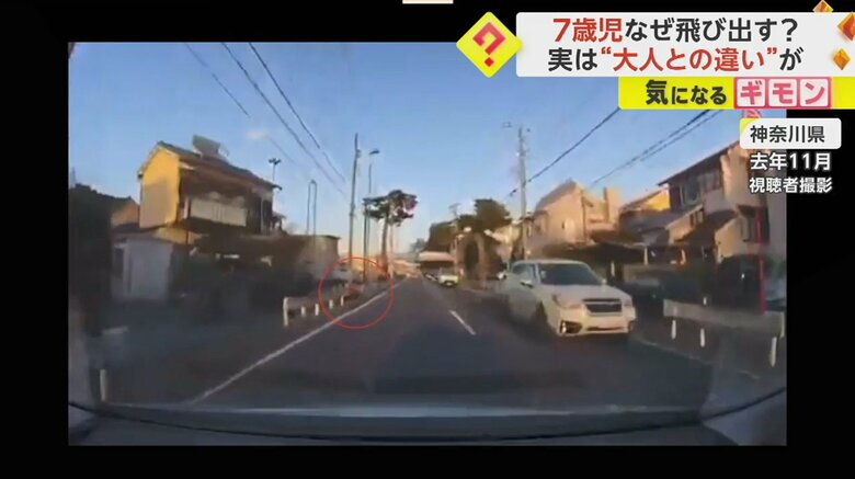 ドライブレコーダーの映像からは、子どもが突然、飛び出してくるのが分かる。