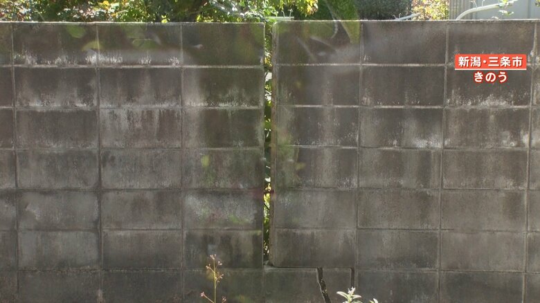 塀が大きくパッカリと分かれてしまっている