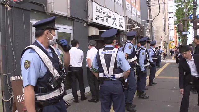 6月13日　福島市中心部で行われた家宅捜索