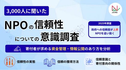 信頼性は「政府」が「NPO」を追い抜く｜寄付を集める団体に求められる資金管理体制とは？NPOの信頼性に関する3000名の意識調査