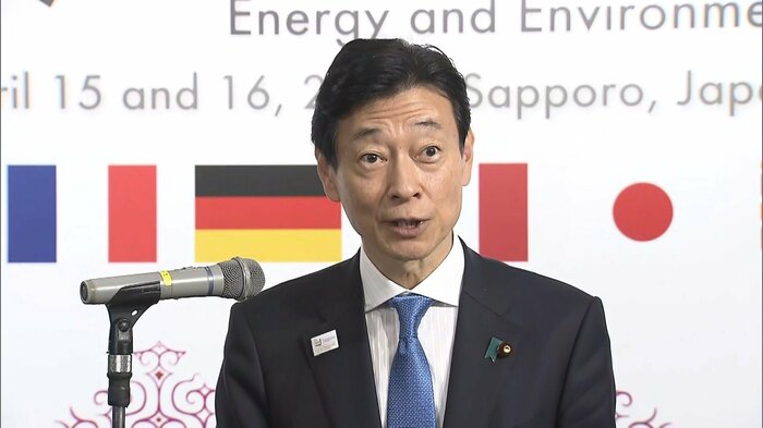 処理水「歓迎」は「言い間違いだった」と釈明した西村経産相(4月16日)