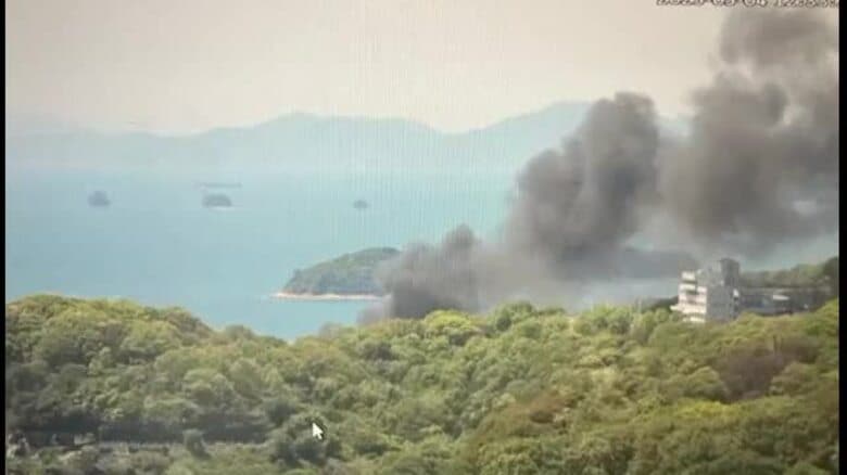【速報】倉敷市下津井で火災　倉庫火災のもよう　現場付近からは黒煙【岡山】｜FNNプライムオンライン