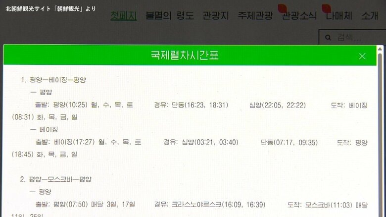 「平壌－北京」の国際列車、5年半ぶり運行再開の動き　北朝鮮の観光サイトに2路線が新たに掲載される｜FNNプライムオンライン