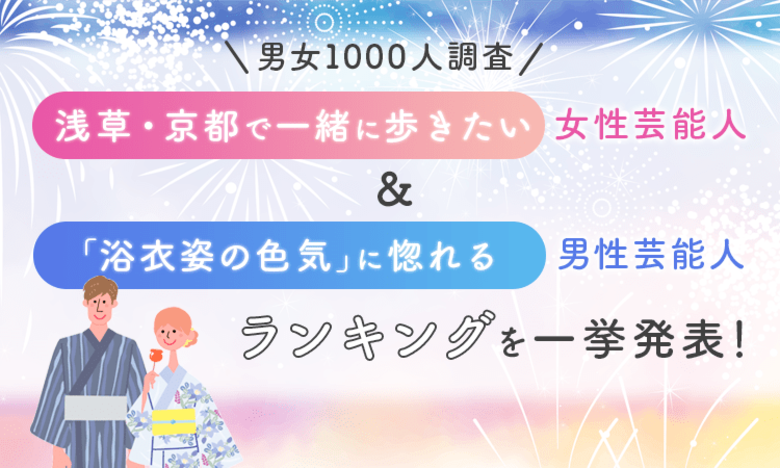 【男女1000人調査】「浅草・京都で一緒に歩きたい」女性芸能人＆「浴衣姿の色気」に惚れる男性芸能人ランキングを一挙発表！