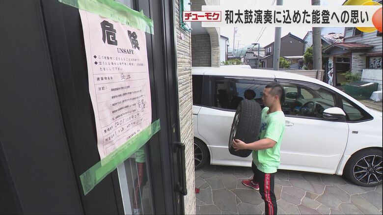 廃タイヤも筋力トレーニングに使う