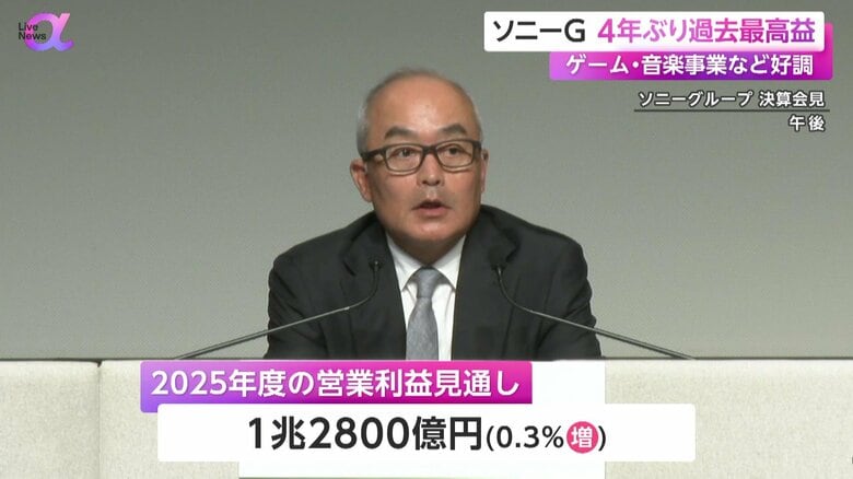 2025年度は営業利益が0.3%増えて、1兆2800億円となる見通しのソニーグループ