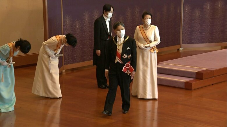 今年の新年祝賀の儀の様子。女性皇族方は3年連続でティアラの着用を控えられた。