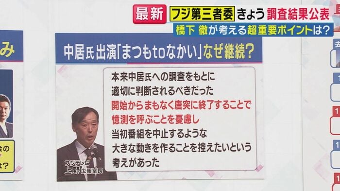 フジテレビ 上野広報室長(関西テレビ「旬感LIVEとれたてっ!」より)