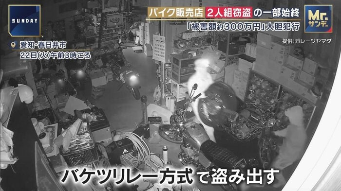 部品をバケツリレー方式で盗み出す