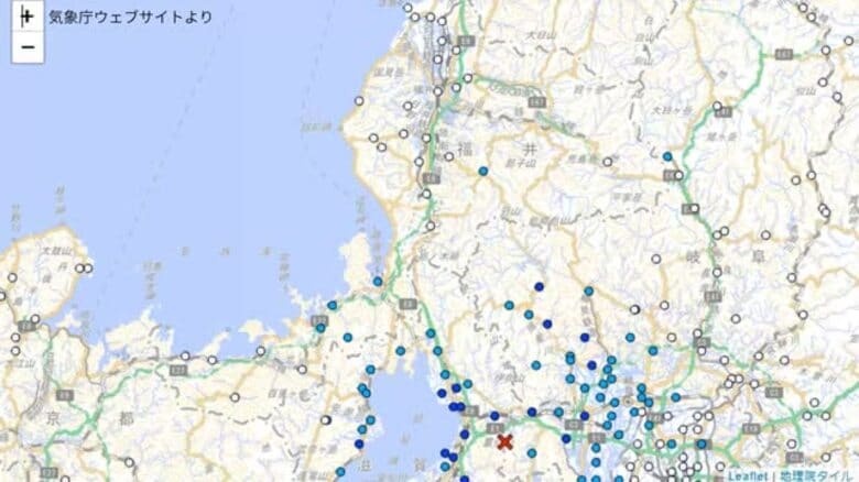 【地震情報】未明に福井県内で震度2を観測　滋賀県北部を震源とした最大震度3の地震　マグニチュード4.4と推定｜FNNプライムオンライン