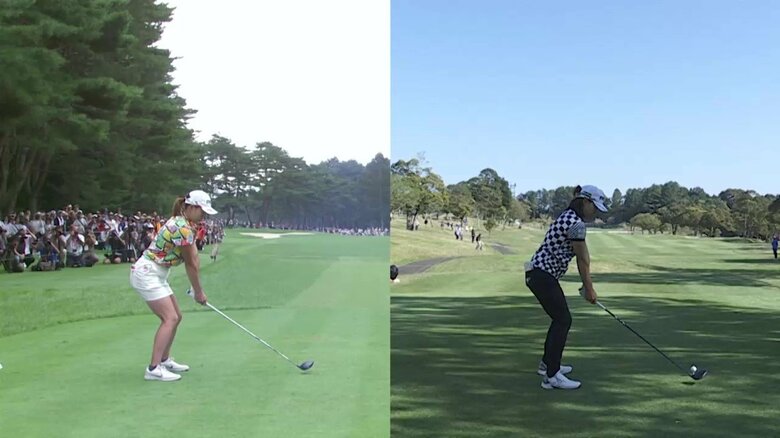 前回のスイング改造時の比較①（左：2019年時　右：2021年時）