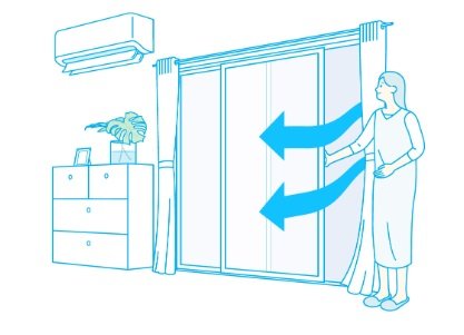 エアコンから離れた窓を開けよう（ダイキン公式サイトより引用）