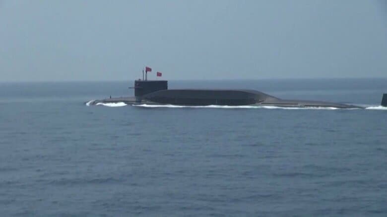 中国海軍094型戦略ミサイル原潜（戦略核ミサイル12発搭載可能）