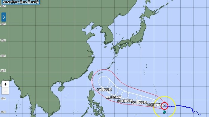 台風9号の進路予想図　気象庁HPより