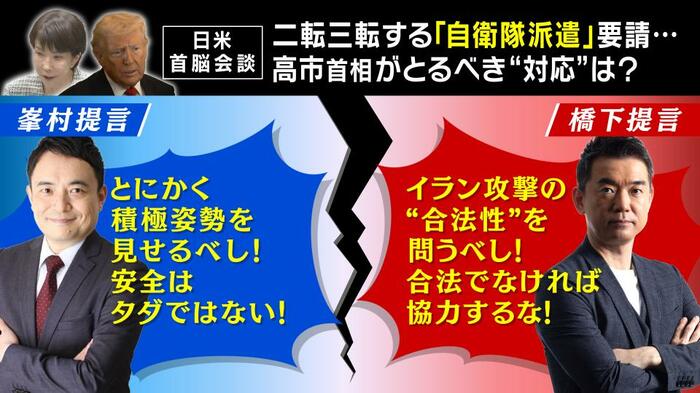 「積極姿勢を見せるべし」vs「合法性を問うべし」
