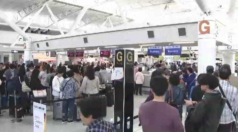 GWの福岡空港　出入国者は去年の1.5倍の約32万人　渡航先トップは韓国　おう盛なインバウンド需要がけん引｜FNNプライムオンライン