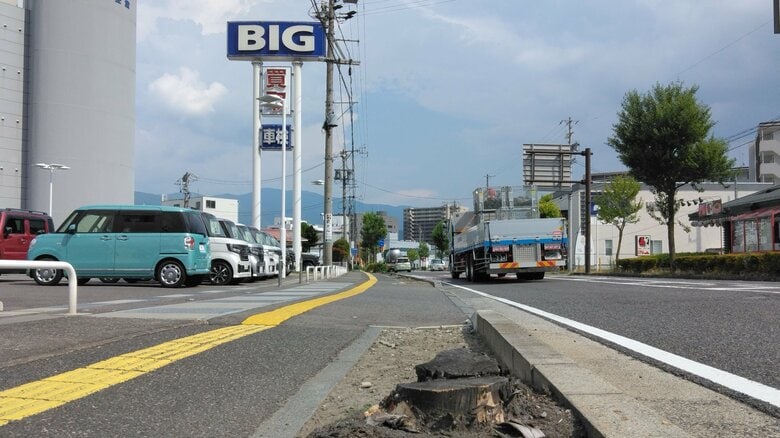 伐採されて切り株だけ　ビッグモーター松本店前も街路樹なし　8年間で何が…本社「事実関係を確認している」｜FNNプライムオンライン