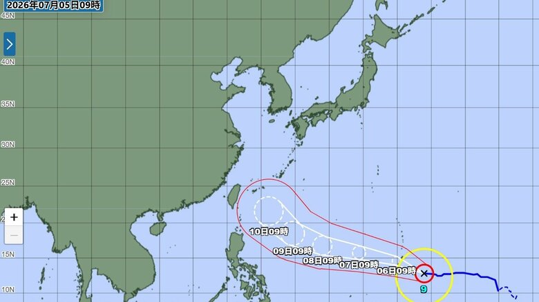 台風9号の進路予想図　気象庁HPより